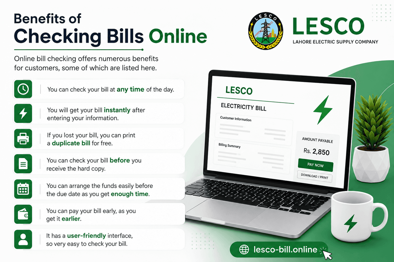 Benefits of checking a LESCO bill online Benefits of checking a LESCO bill online